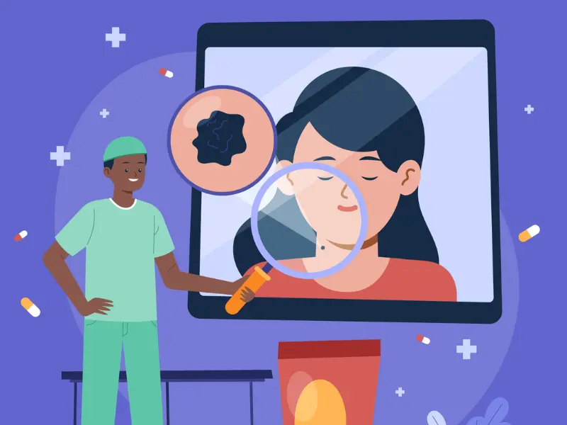 Expert skin doctor checking a patient for allergies in Patna.